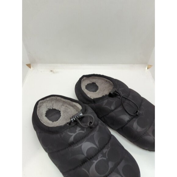 Coach Women's Slippers Black Rachelle Monogram Quilted Puffer Nylon Size 6.5 - Picture 2 of 8
